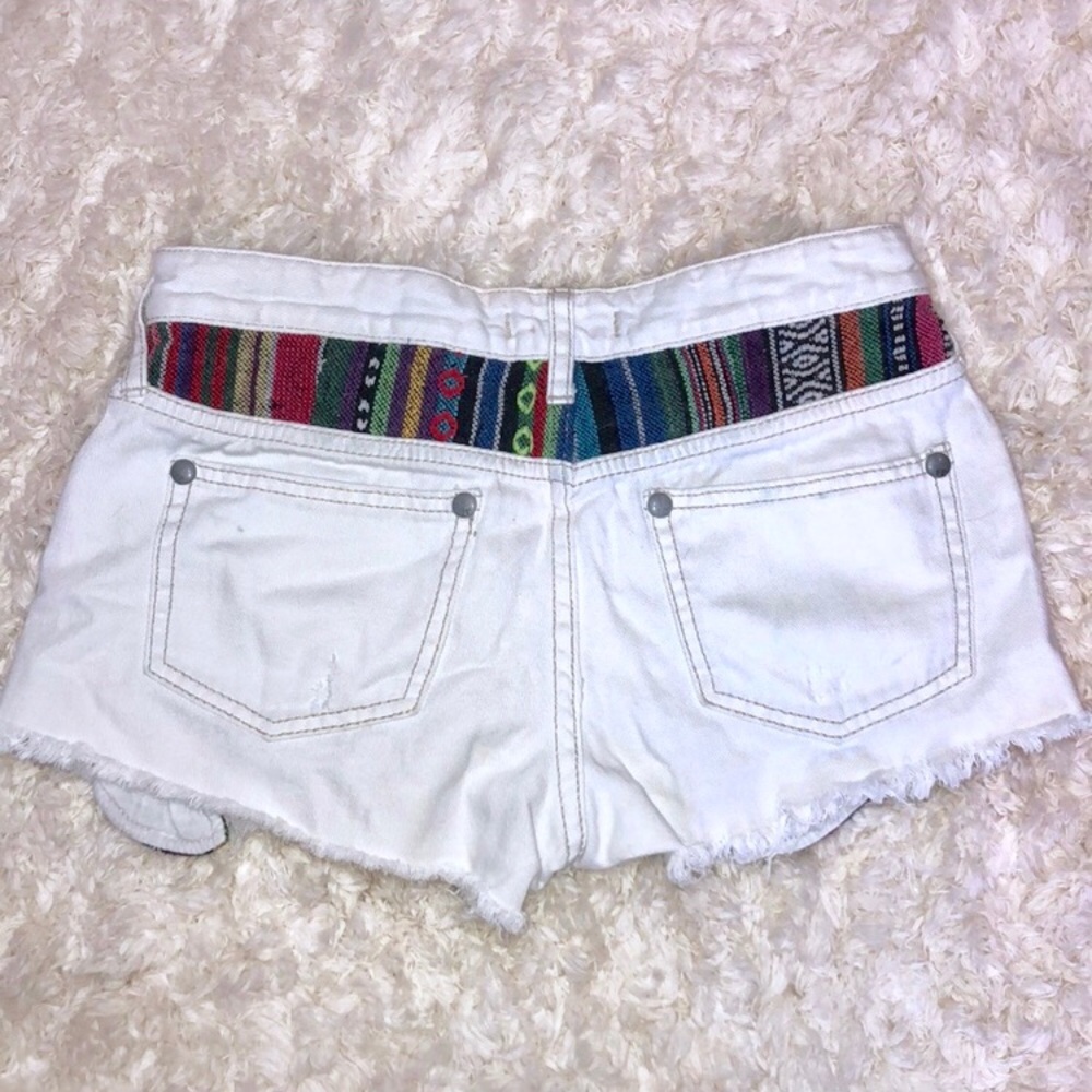 White Shorts-Free People Aztec Print High Waisted - Picture 3 of 5